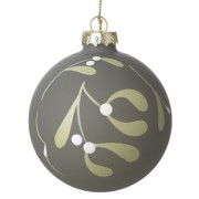 Elegant Mistletoe Christmas Bauble 8cm Hand-Painted Glass Ornament